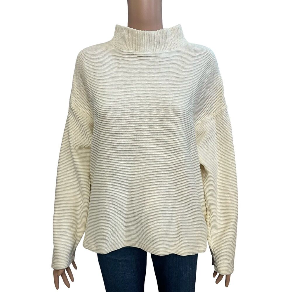 Madewell Cream Ribbed Mock Neck Sweater